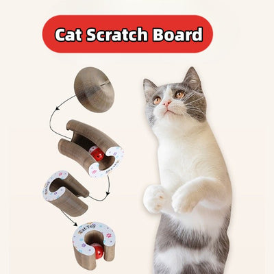 Rascador Plegable para Gatos con Pelota - Juguete Interactivo de Cartón